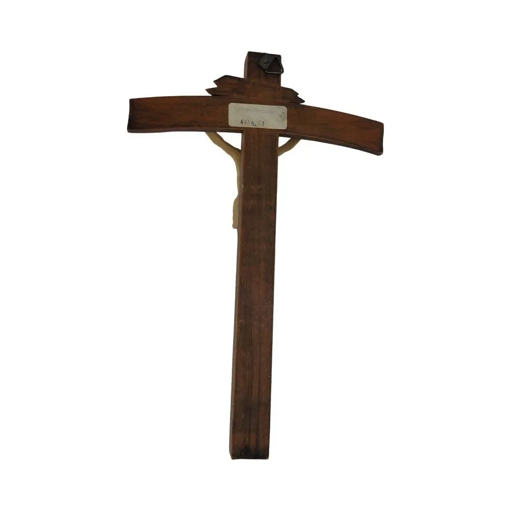 Crucifix Carved Alpen Corpus Bowed Latin Cross  West Germany Oberammergau 8.5